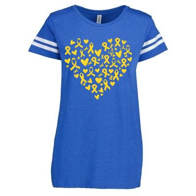 Gold Ribbon Heart Childhood Cancer Awareness Support Enza Ladies Jersey Football T-Shirt