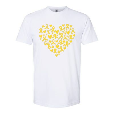 Gold Ribbon Heart Childhood Cancer Awareness Support Softstyle CVC T-Shirt