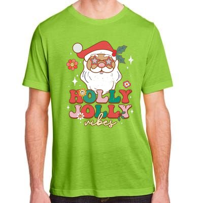 Groovy Retro Holly Xmas Jolly Vibes Santa Claus Christmas Adult ChromaSoft Performance T-Shirt