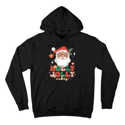 Groovy Retro Holly Xmas Jolly Vibes Santa Claus Christmas Hoodie