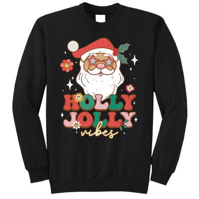 Groovy Retro Holly Xmas Jolly Vibes Santa Claus Christmas Sweatshirt