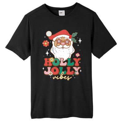 Groovy Retro Holly Xmas Jolly Vibes Santa Claus Christmas Tall Fusion ChromaSoft Performance T-Shirt