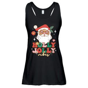 Groovy Retro Holly Xmas Jolly Vibes Santa Claus Christmas Ladies Essential Flowy Tank