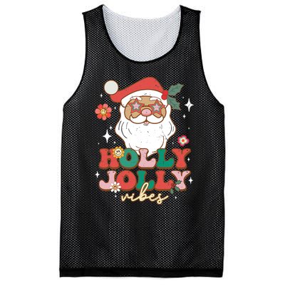 Groovy Retro Holly Xmas Jolly Vibes Santa Claus Christmas Mesh Reversible Basketball Jersey Tank