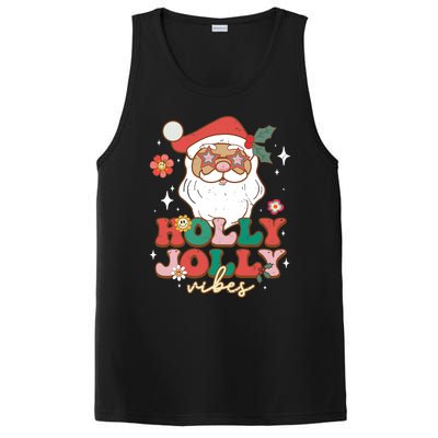 Groovy Retro Holly Xmas Jolly Vibes Santa Claus Christmas PosiCharge Competitor Tank