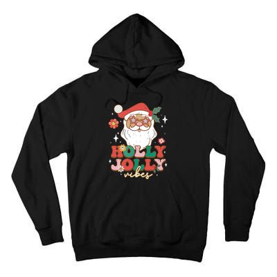 Groovy Retro Holly Xmas Jolly Vibes Santa Claus Christmas Tall Hoodie