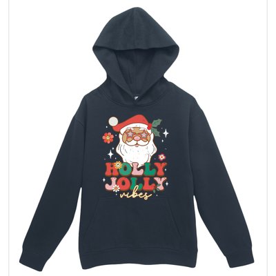 Groovy Retro Holly Xmas Jolly Vibes Santa Claus Christmas Urban Pullover Hoodie