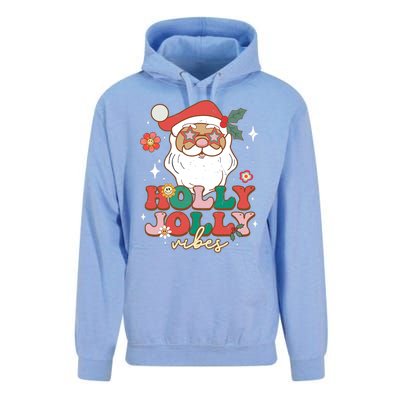 Groovy Retro Holly Xmas Jolly Vibes Santa Claus Christmas Unisex Surf Hoodie