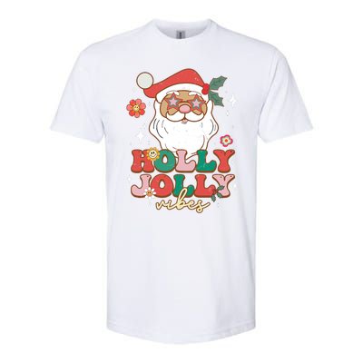 Groovy Retro Holly Xmas Jolly Vibes Santa Claus Christmas Softstyle CVC T-Shirt