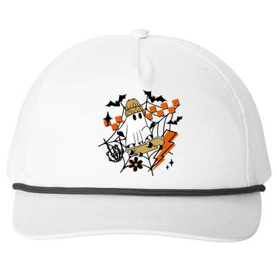 Ghost Retro Halloween Skateboard Snapback Five-Panel Rope Hat