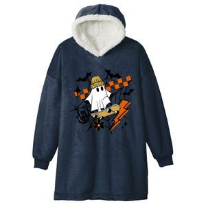 Ghost Retro Halloween Skateboard Hooded Wearable Blanket