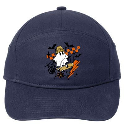 Ghost Retro Halloween Skateboard 7-Panel Snapback Hat