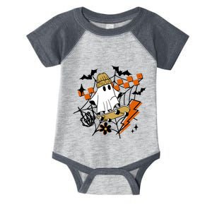 Ghost Retro Halloween Skateboard Infant Baby Jersey Bodysuit