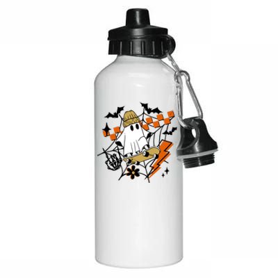 Ghost Retro Halloween Skateboard Aluminum Water Bottle