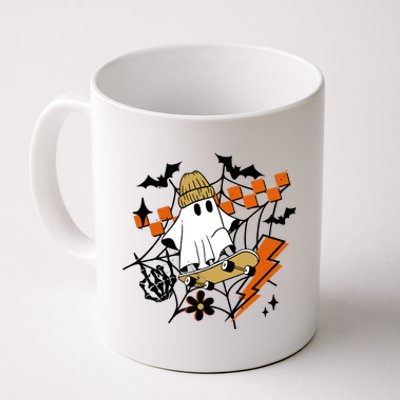 Ghost Retro Halloween Skateboard Coffee Mug