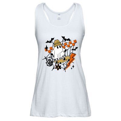 Ghost Retro Halloween Skateboard Ladies Essential Flowy Tank