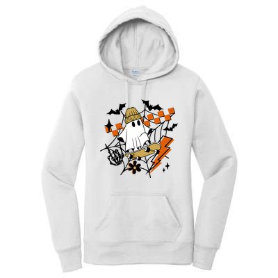 Ghost Retro Halloween Skateboard Women's Pullover Hoodie