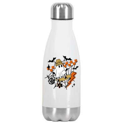 Ghost Retro Halloween Skateboard Stainless Steel Insulated Water Bottle