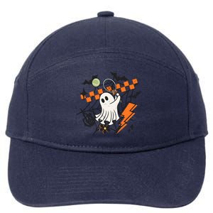 Ghost Retro Halloween Tennis 7-Panel Snapback Hat