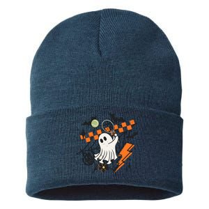 Ghost Retro Halloween Tennis Sustainable Knit Beanie