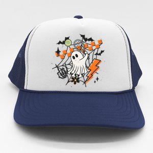 Ghost Retro Halloween Tennis Trucker Hat