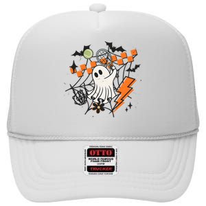 Ghost Retro Halloween Tennis High Crown Mesh Back Trucker Hat