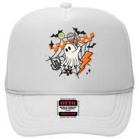 Ghost Retro Halloween Tennis High Crown Mesh Back Trucker Hat