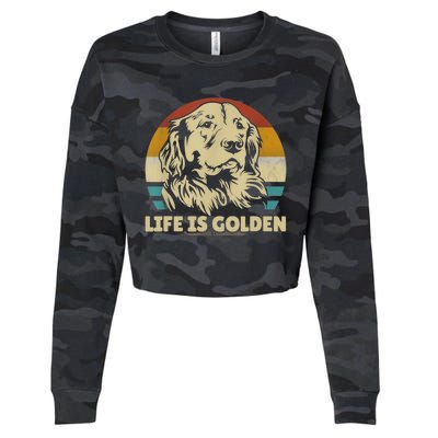 Golden Retriever Hund Life Is Golden Retro Vintage Cropped Pullover Crew