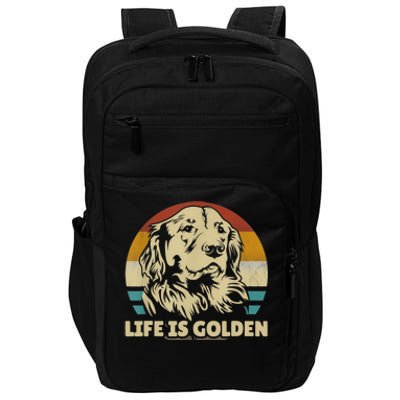 Golden Retriever Hund Life Is Golden Retro Vintage Impact Tech Backpack