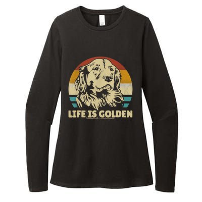 Golden Retriever Hund Life Is Golden Retro Vintage Womens CVC Long Sleeve Shirt