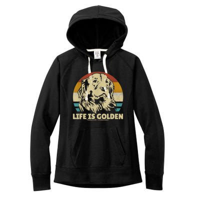 Golden Retriever Hund Life Is Golden Retro Vintage Women's Fleece Hoodie