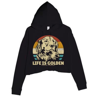 Golden Retriever Hund Life Is Golden Retro Vintage Crop Fleece Hoodie