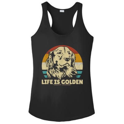 Golden Retriever Hund Life Is Golden Retro Vintage Ladies PosiCharge Competitor Racerback Tank