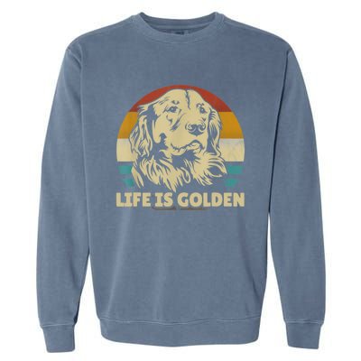 Golden Retriever Hund Life Is Golden Retro Vintage Garment-Dyed Sweatshirt