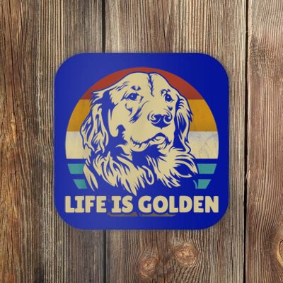 Golden Retriever Hund Life Is Golden Retro Vintage Coaster