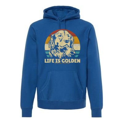 Golden Retriever Hund Life Is Golden Retro Vintage Premium Hoodie