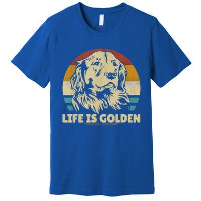 Golden Retriever Hund Life Is Golden Retro Vintage Premium T-Shirt