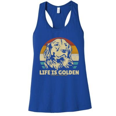 Golden Retriever Hund Life Is Golden Retro Vintage Women's Racerback Tank