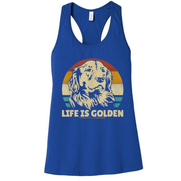 Golden Retriever Hund Life Is Golden Retro Vintage Women's Racerback Tank