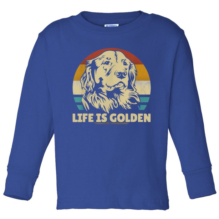 Golden Retriever Hund Life Is Golden Retro Vintage Toddler Long Sleeve Shirt