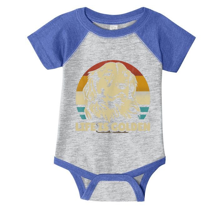 Golden Retriever Hund Life Is Golden Retro Vintage Infant Baby Jersey Bodysuit