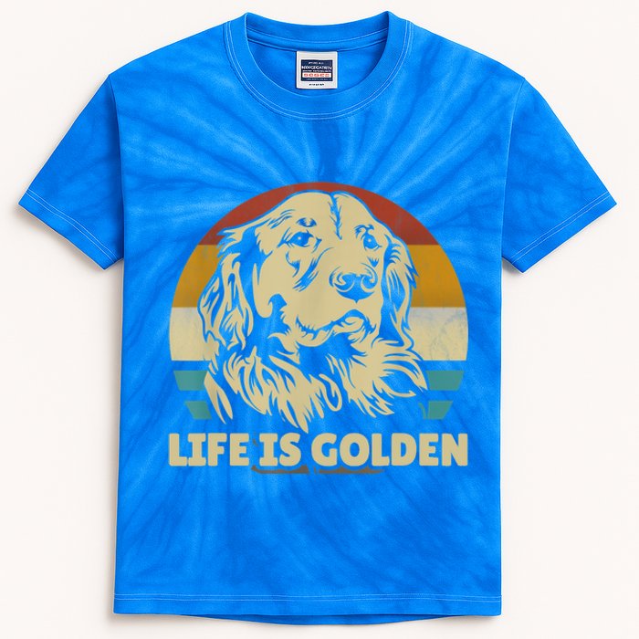 Golden Retriever Hund Life Is Golden Retro Vintage Kids Tie-Dye T-Shirt