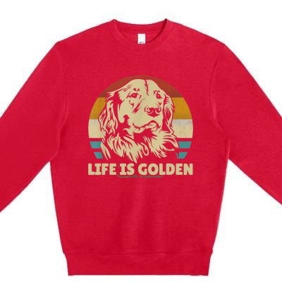 Golden Retriever Hund Life Is Golden Retro Vintage Premium Crewneck Sweatshirt