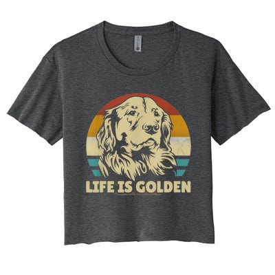 Golden Retriever Hund Life Is Golden Retro Vintage Women's Crop Top Tee