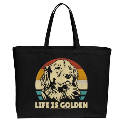 Golden Retriever Hund Life Is Golden Retro Vintage Cotton Canvas Jumbo Tote