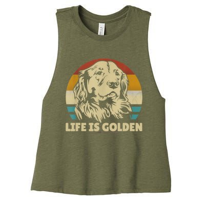 Golden Retriever Hund Life Is Golden Retro Vintage Women's Racerback Cropped Tank