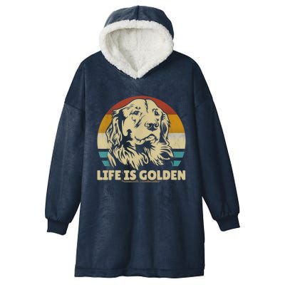 Golden Retriever Hund Life Is Golden Retro Vintage Hooded Wearable Blanket