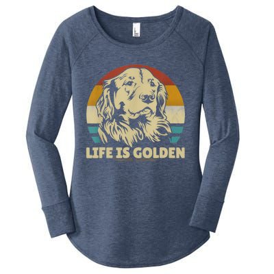 Golden Retriever Hund Life Is Golden Retro Vintage Women's Perfect Tri Tunic Long Sleeve Shirt