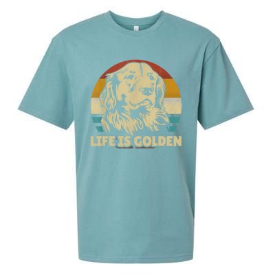 Golden Retriever Hund Life Is Golden Retro Vintage Sueded Cloud Jersey T-Shirt