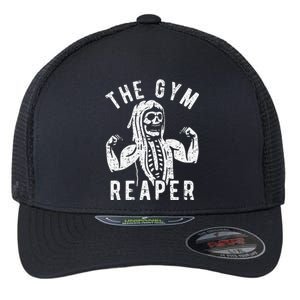 Gym Reaper Halloween Costume Funny Skeleton Fitness Workout Flexfit Unipanel Trucker Cap